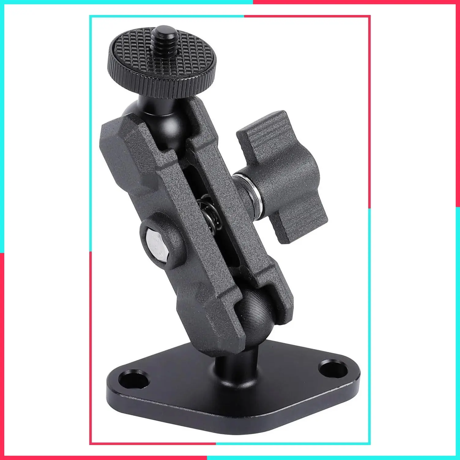 Aluminum 1/4"-20 Mount with Drill Plate Base for Monitors, CCTV Cameras, Camcorders, 360° Rotation Adjustable Camera Mount for Installation on Car Dashboard, Ceiling, and Walls