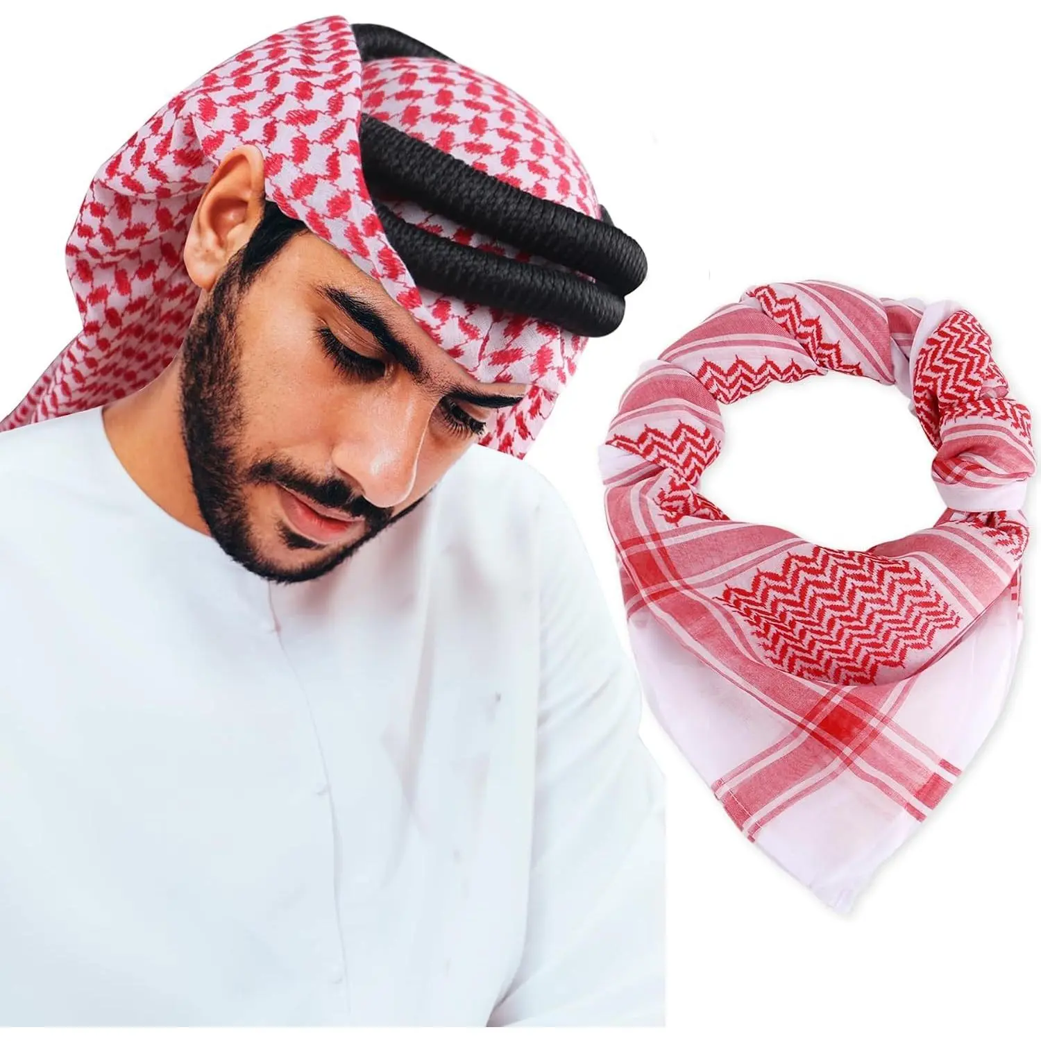Keffiyeh Shemagh Head Scarf Arab Turban Head Wrap Muslim Saudi Dubai Headwear for Men Women(Gift)