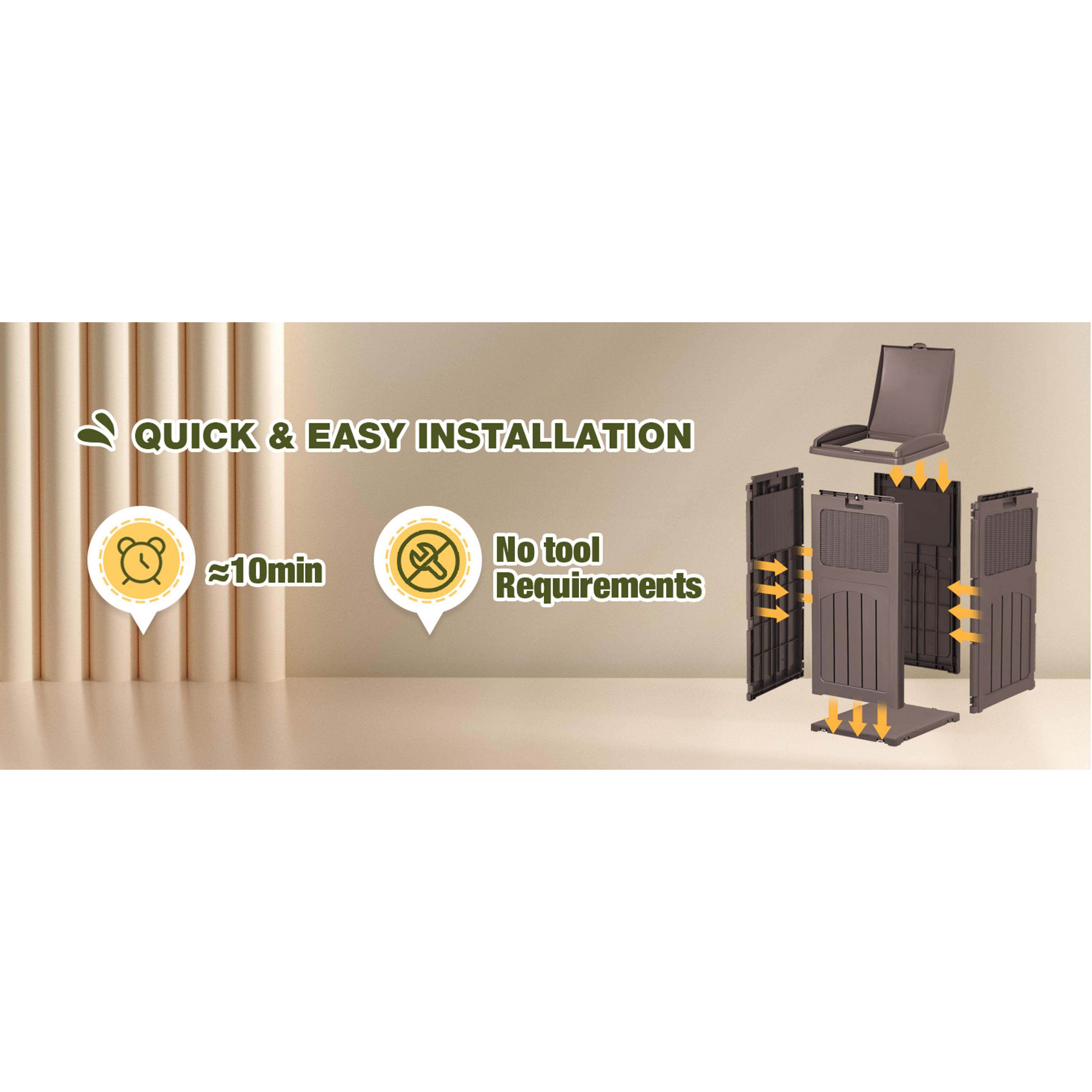 33 Gallon Outdoor Trash Can, Hideaway Garbage Bins with Tiered Lid, Waterproof Resin Outside Waste Bins for Patio, Outside Pool, Backyard and Deck(1, Deep Brown) 33 Gallon Outdoor Trash Can, Hideaway Garbage Bins with Tiered Lid, Waterproof Resin Outside Waste Bins for Patio, Outside Pool, Backyard and Deck(1, Deep Brown)