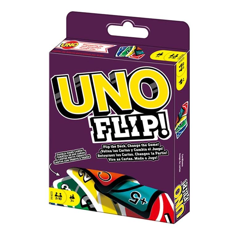 Mattel Games Uno Flip Family Night Card Game, TV Show Theme Graphics, Special Rules for 2-10 Players, Fun Party Game, Party Game Cards