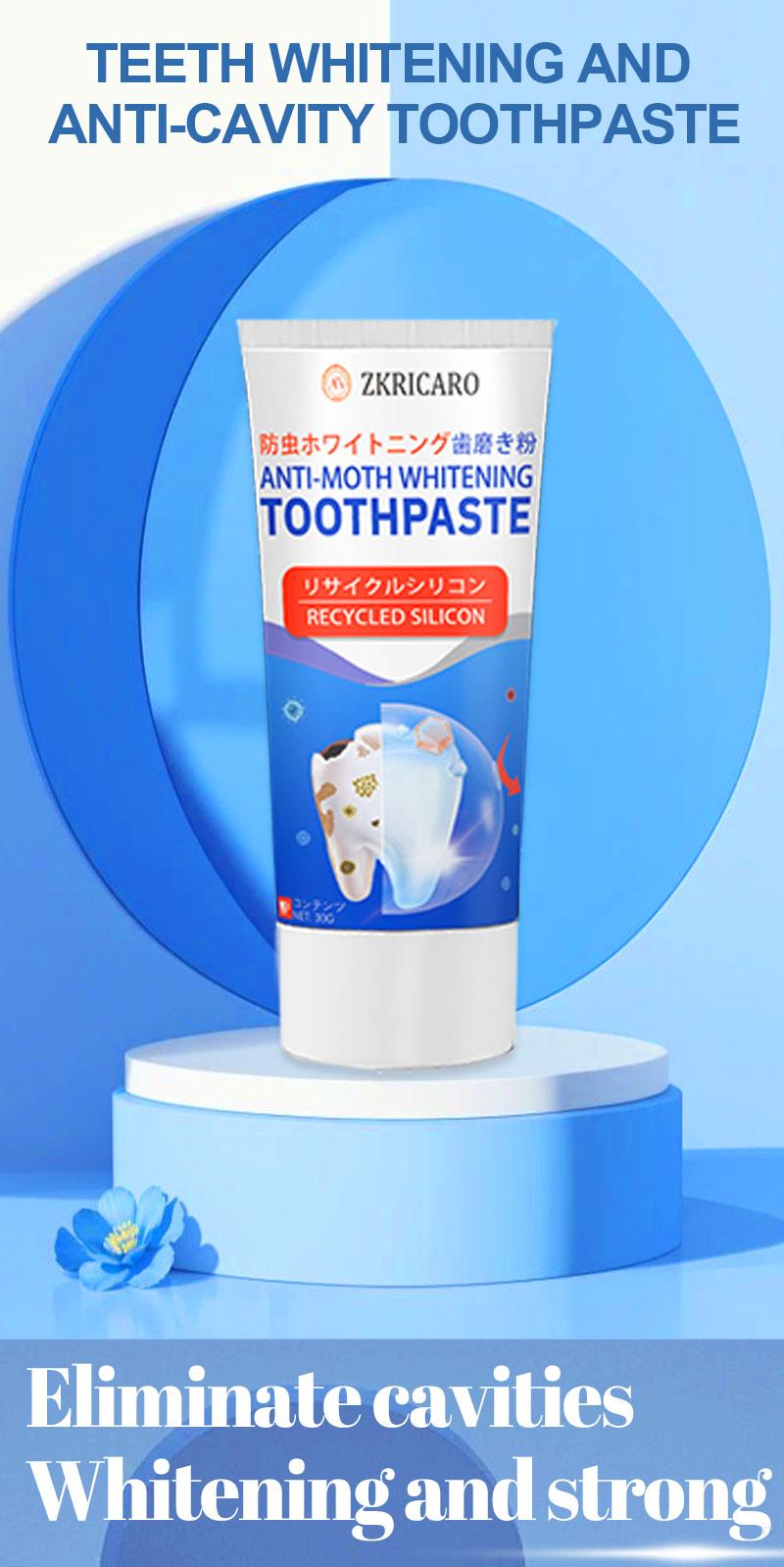 ANTI-MOTH WHITENING TOOTHPASTE, Clinical Strength Fluoride Formula to Prevent Decay, Intensive Enamel Strengthening & Stain Removal, Long-Lasting Fresh Mint Breath, Professional Dental Hygiene Solution, 60g. Oral Antibacterial Daily Gentle Herbal Radiant