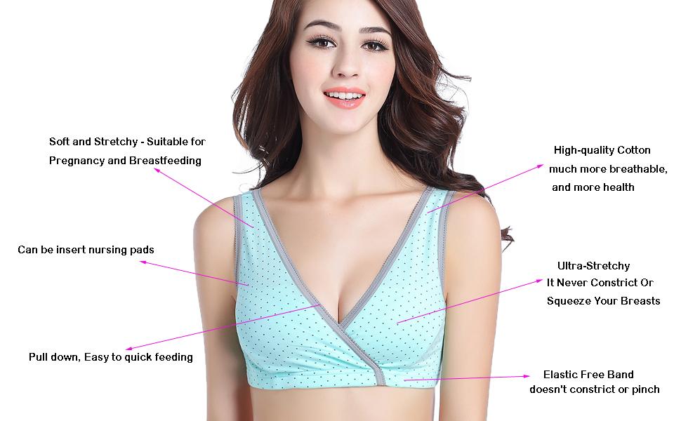 3 Pack Soft Cotton Maternity Nursing Sleep Bras, Front Opening Wire-Free Breastfeeding Bras for Pregnant Postpartum Women Daily Sleeping Wear