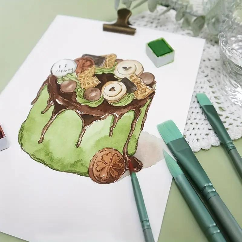 Professional Artist Paint Brush Set, 1 Set Nylon Bristles & Wooden Handle Brush, Round & Flat Tips for Watercolor Painting, Art Students Supplies