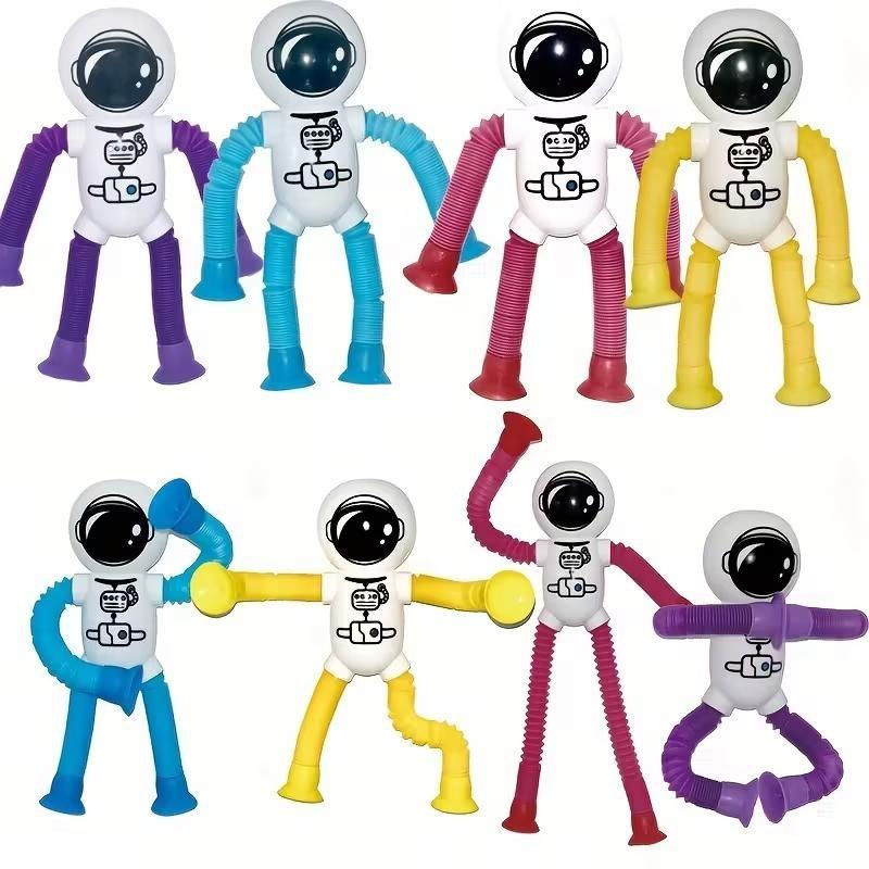 4-Piece Space Robot Stretch Toy Set, Colorful Design, Perfect Gift for Christmas, Thanksgiving, New Year & Easter Celebrations