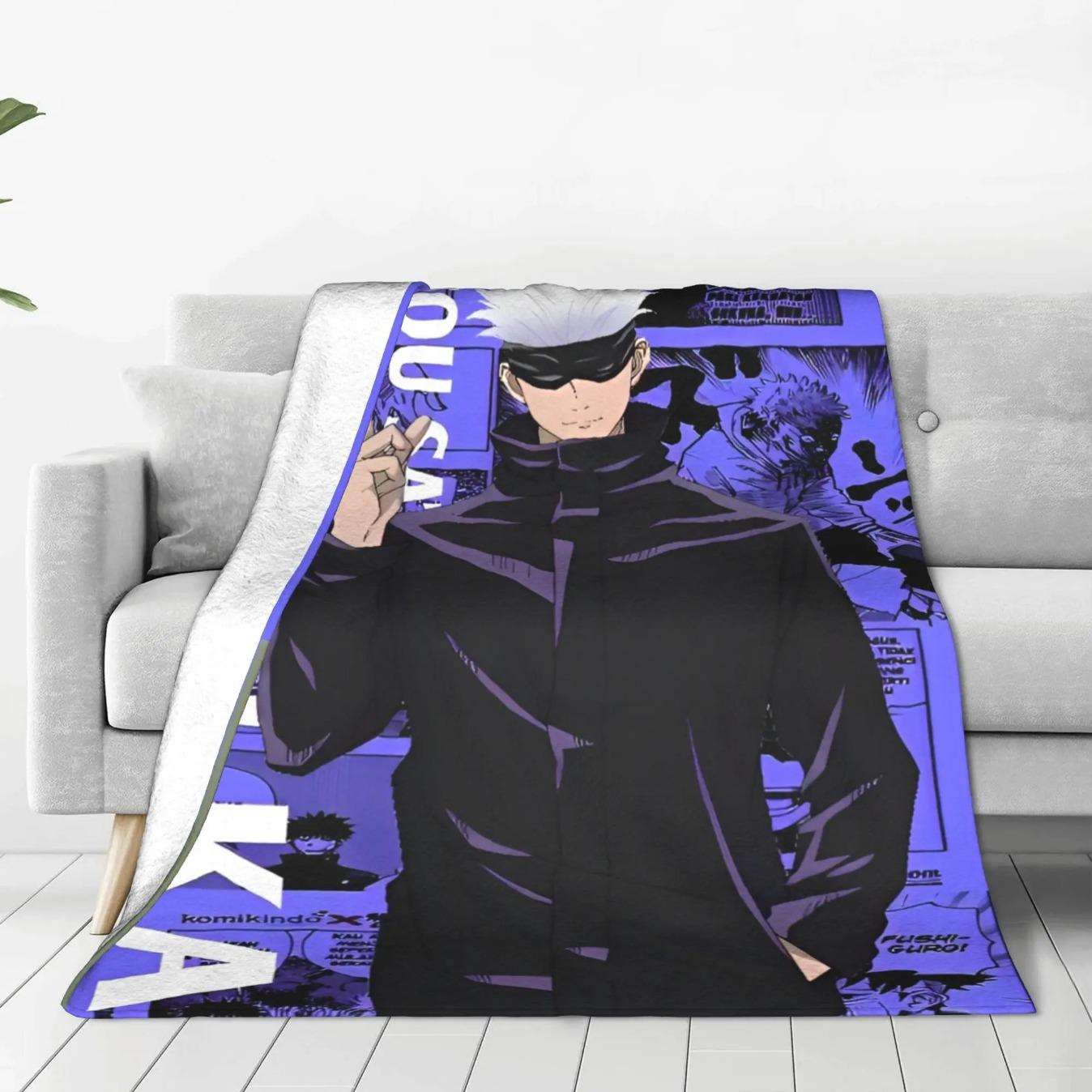Satoru Gojo Throw Blanket for Couch Soft Fuzzy Plush Blanket 50x60 Inch Anime Inspired Bedspread All Seasons Cozy Warm Flannel Throw Blanket for Sofa Bed Room Decor, Anime Gift, Christmas Birthday Gift, TikTok Made Me Buy It