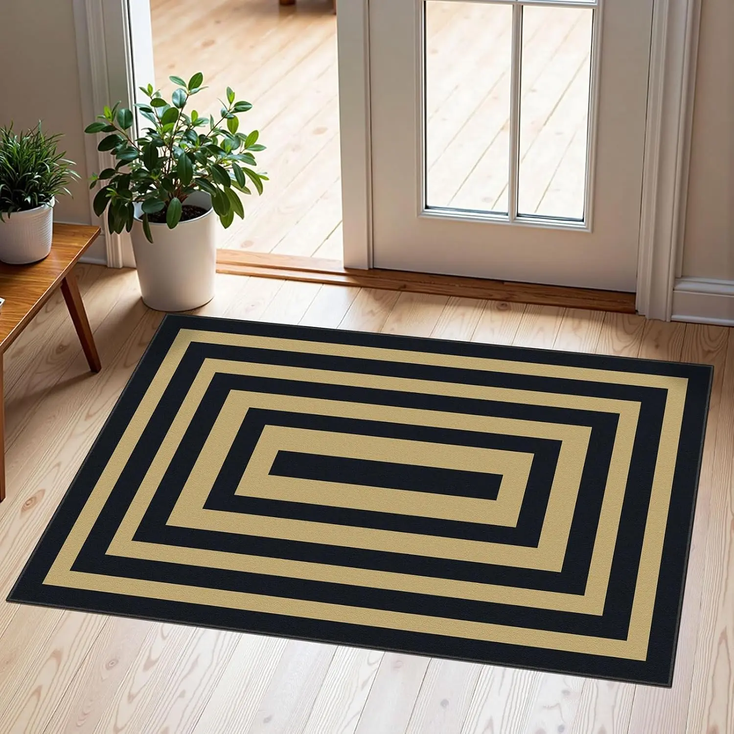Geometric Border- Black/Tan