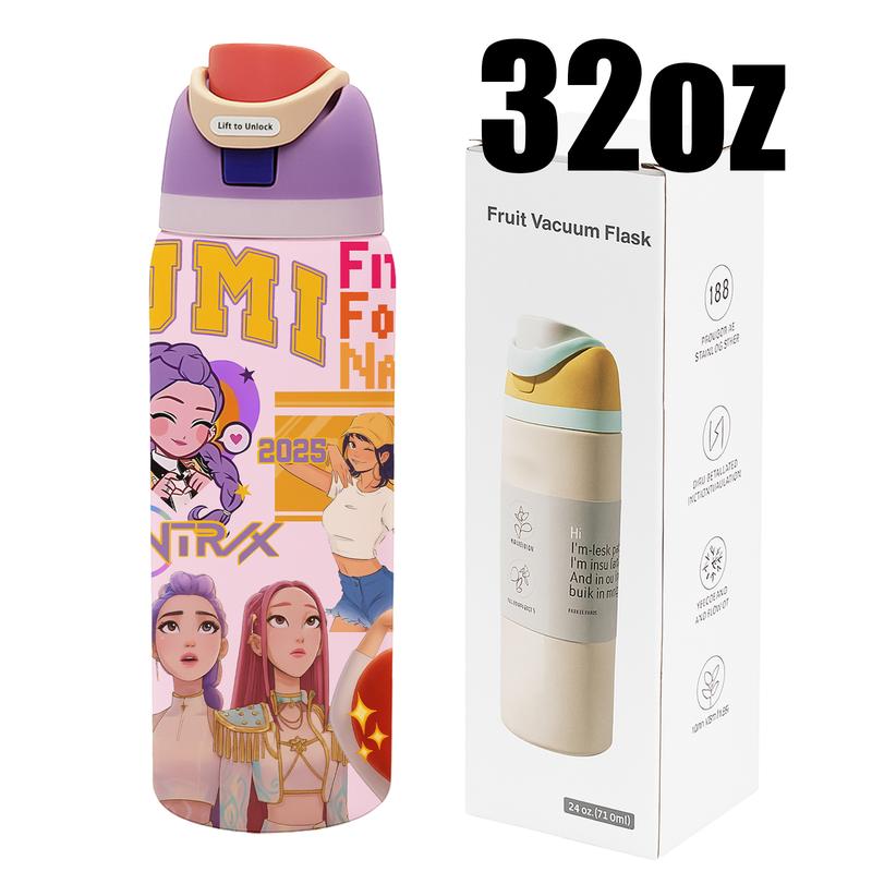 Auracup 1 Pc 19/24/32oz insulated mug, double wall vacuum cup with leak-proof lid, hot cold drinks tumbler, keeps hot 12 hours cold 24 hours, anime style colorful print, stainless steel thermal travel mug, Stainless steel flask, gift for women men, Chr