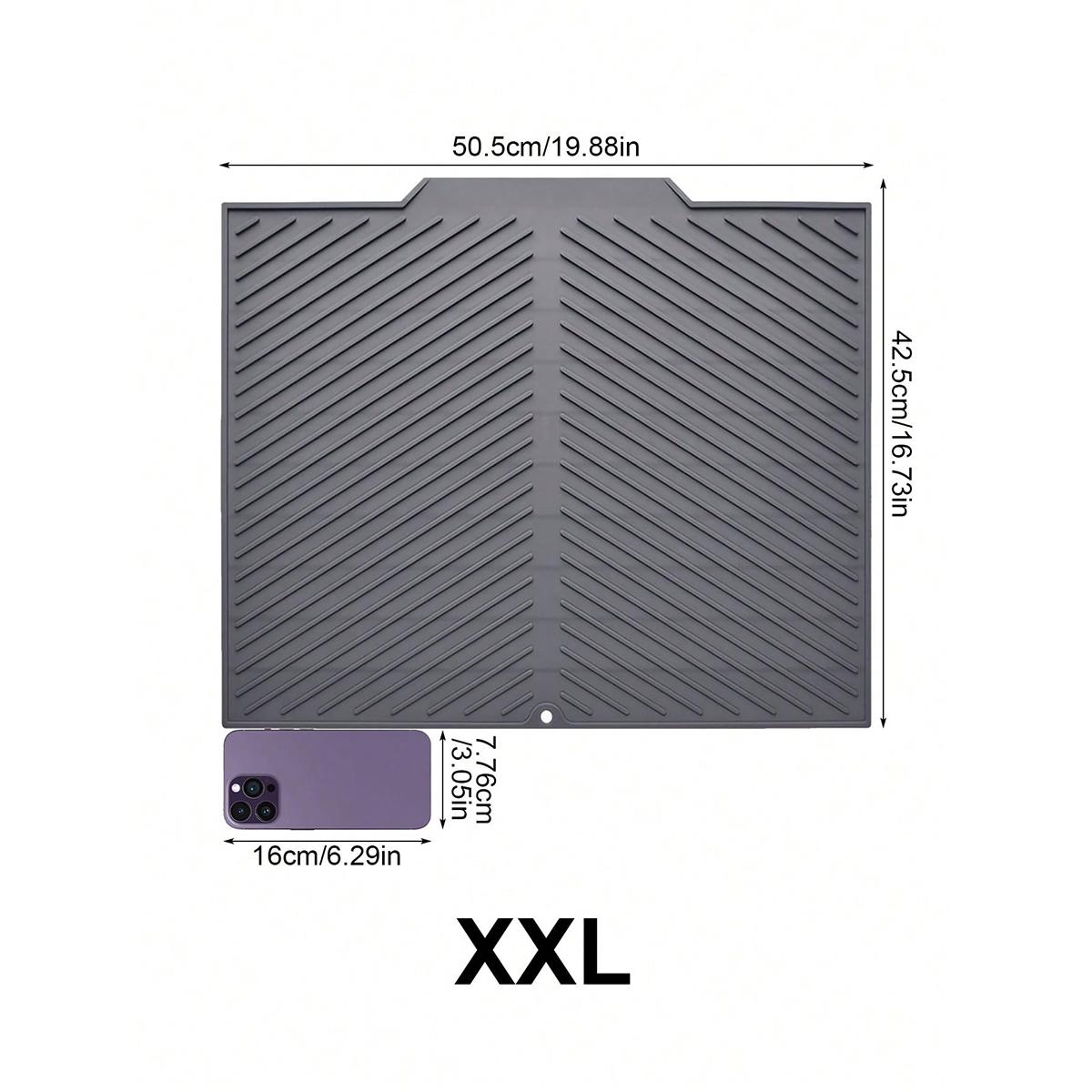 1pc Multifunctional Silicone Kitchen Drain Mat - Non-Slip, Quick-Dry, Heat-Resistant Dish Drying Mat with Water-Control Design, Grey - Ideal for Countertop, Bar & Sink Use