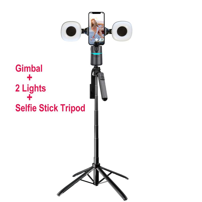 360-Degree Rotatable Smart Selfie Stick, Selfie Stick with Wireless Remote Control, Phone Stabilizer with RGB Light for Video Recording