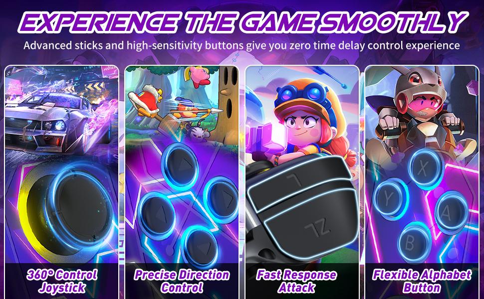 Switch Controller for Nintendo Switch, Switch Controller Joycon (L/R) with RGB Light Compatible with Nintendo Switch/ Switch Lite /Switch OLED