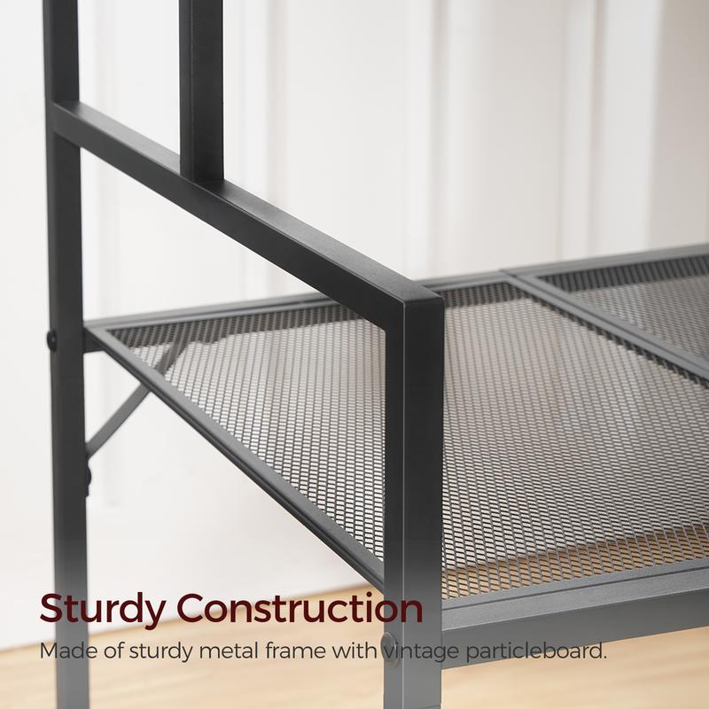 MAHANCRIS 3-Tier Mobile Printer Stand, Lockable Wheels Printer Cart with Power Outlets and 2 USB Ports, Storage Rack for Home Offices & Kitchen & Living Room Rustic Brown Organiser