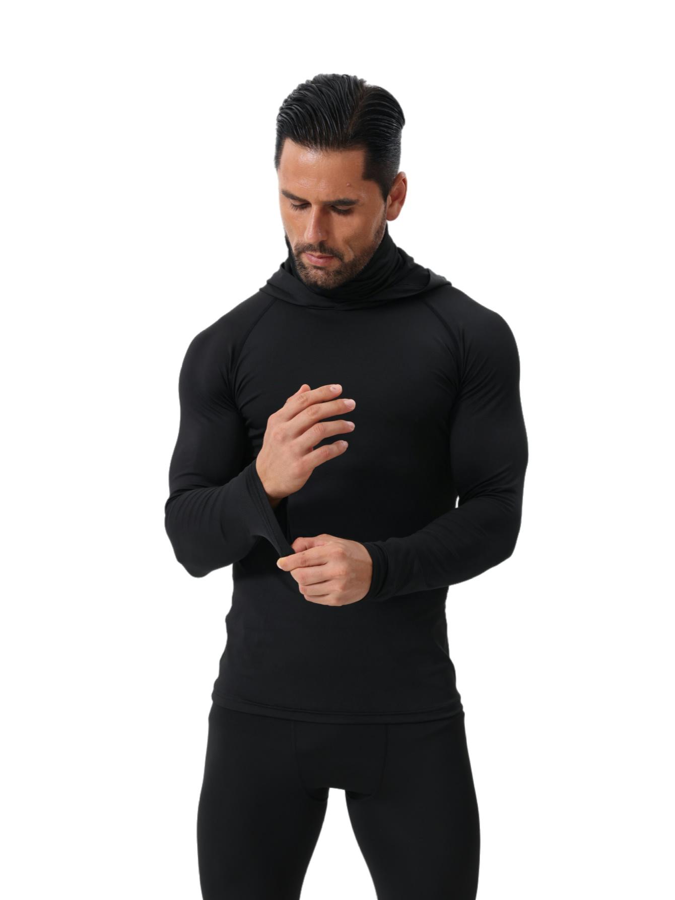 [Quick Dry Hoodies] 3 Men's Quick Drying Breathable Hoodies With Masks |     Long Sleeved T-shirt - Spring And Autumn Compression Sports Top - Enhance Your Workout Performance, It's A Gift