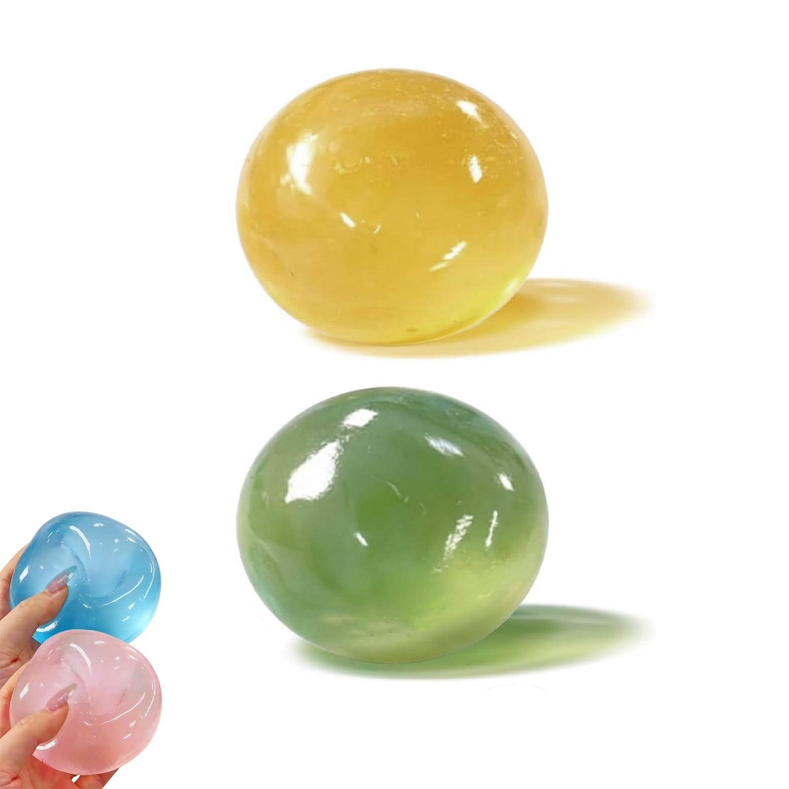 2/4 PCS Coconut Oil Stress Ball Squishy, Slow Rising, Odorless, Non-Sticky, Easy to Clean,  Improving Focus, Or Easing Tension During Study, Work, Or Relaxation, Handmade Malleable Clear Jelly Bubblegum Texture Coconut Oil Squishy Toy