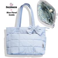 B-Light Grey-Blue Floral-Bow