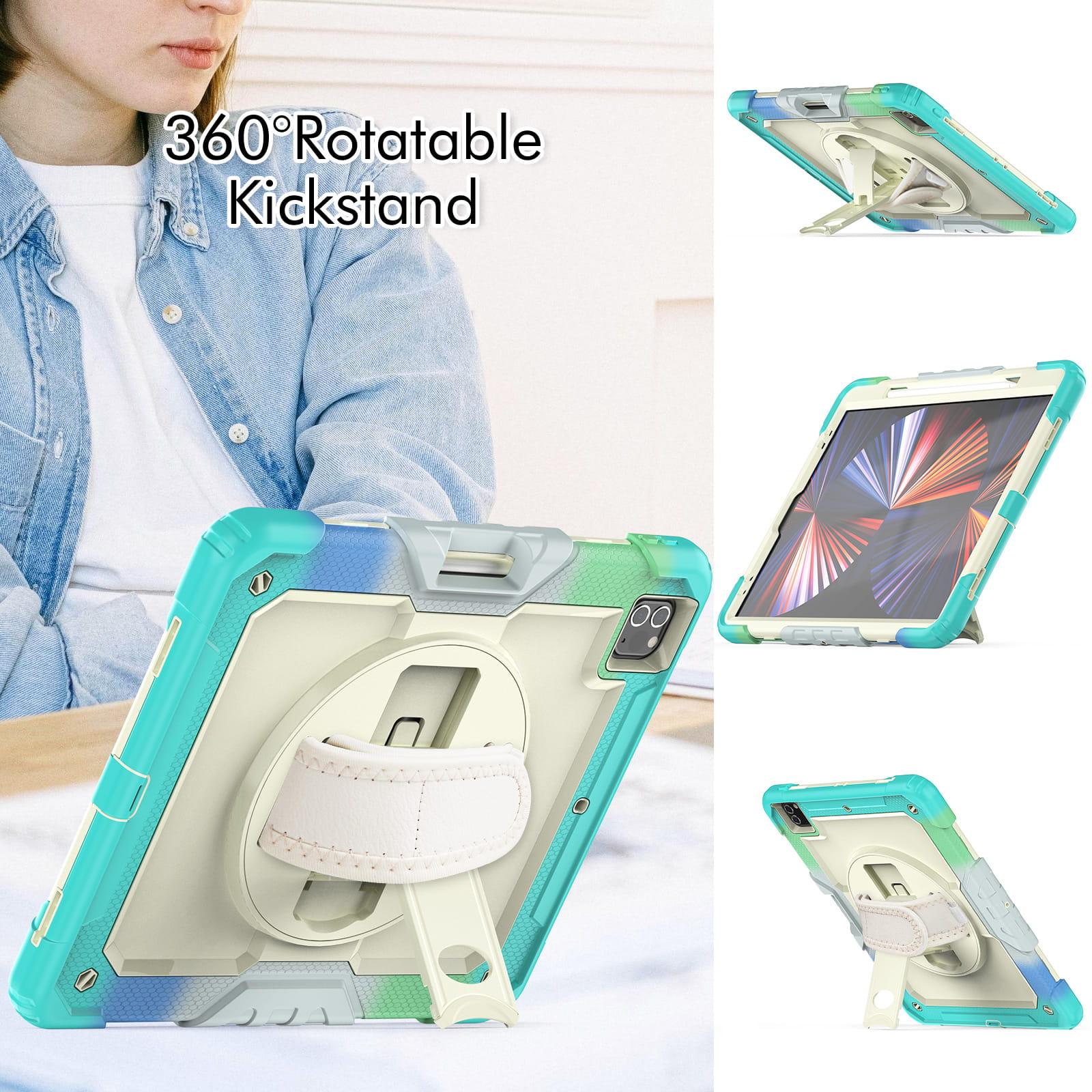Shockproof Tablet Case with Adjustable Shoulder Strap & 360° Rotating Handle, Anti-drop Protective Sleeve for iPad Pro 12.9