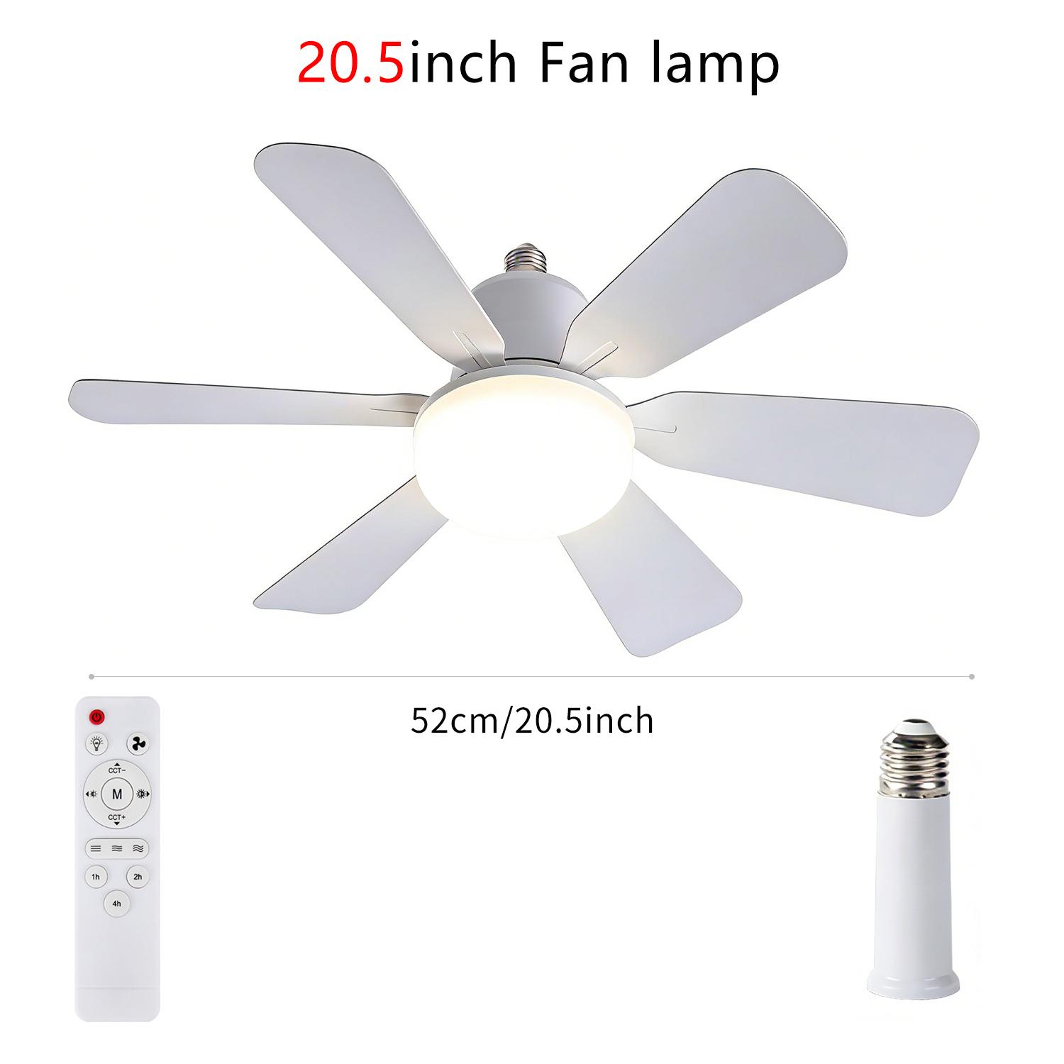 20.5" E27 Socket Ceiling Fan Light 30W-3-Speed Dimmable LED Fan Light,Remote Control for Kitchen Garage Workshop