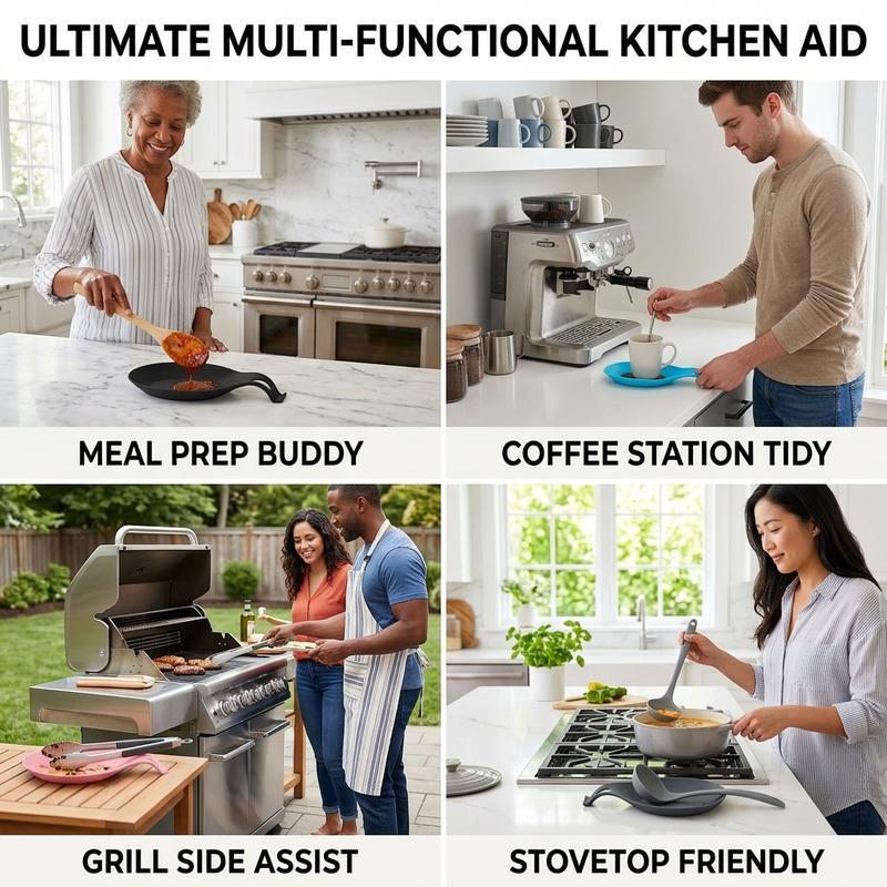 Multi functional kitchen spoon holder, easy to clean, heat-resistant, food grade silicone keeps the countertop clean and tidy. Available in multiple colors