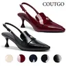 Coutgo Womens Pointed Toe Sandals Slingback Kitten Heel Pumps Slip On Ankle Buckle Dress Shoes tiktokshopbacktoschool