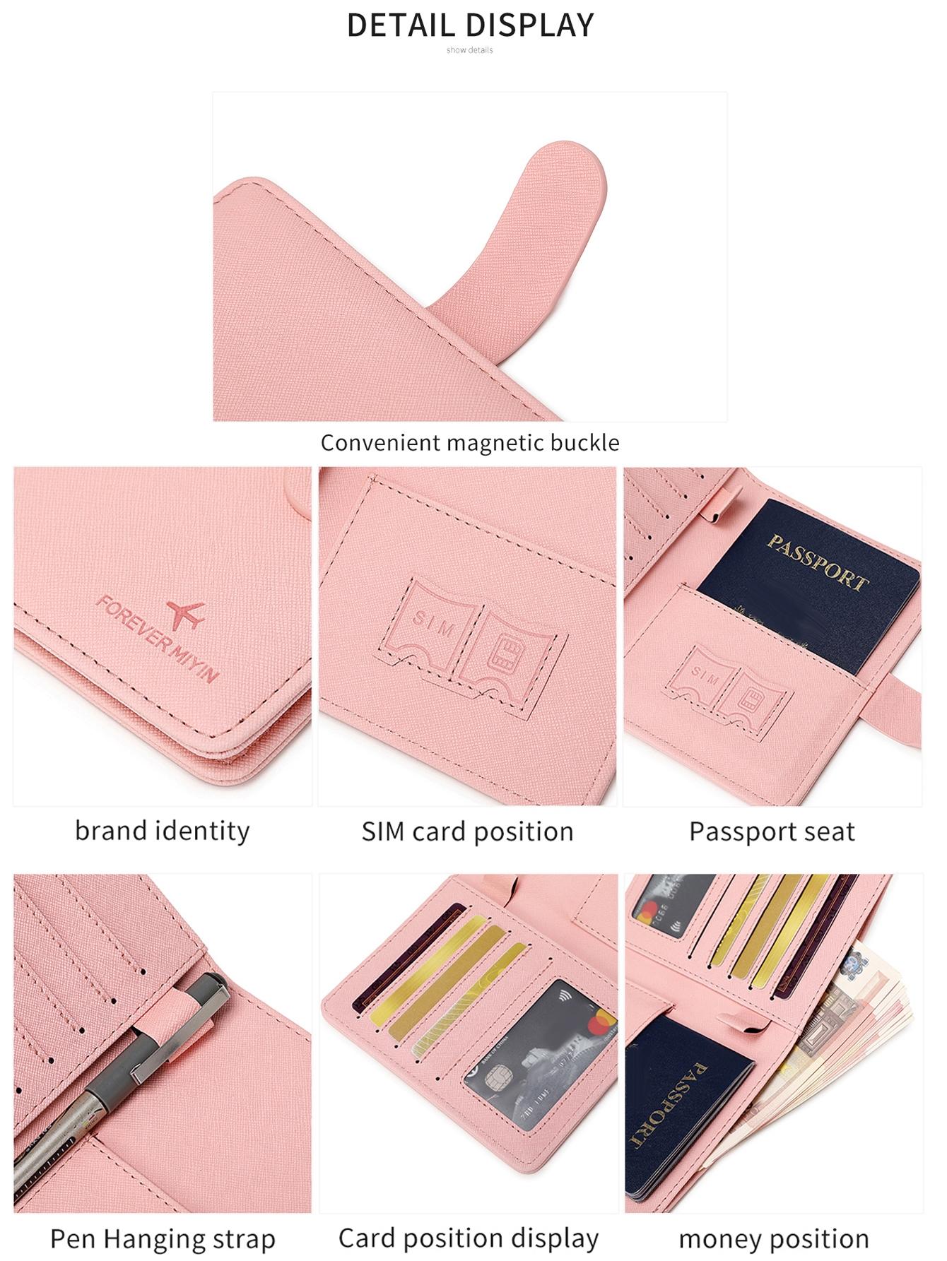 RFID Anti-theft Brush Passport Cover Card Holder Unisex Multifunctional Solid Color PU Bifold Wallet Passport Clip Lightweight Portable Passport Holder With Card Slot ID Window Passport Case For Men and Women For Travel Flight, Travel Essentials