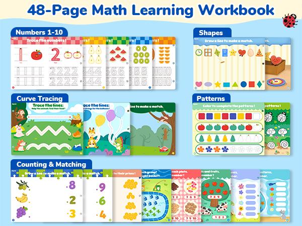 JoyCat Preschool Handwriting Practice Toys, Math Workbooks, Seek & Find Game, Reusable Math Montessori Toys, Letters and Numbers Tracing Workbooks, Learning Activities