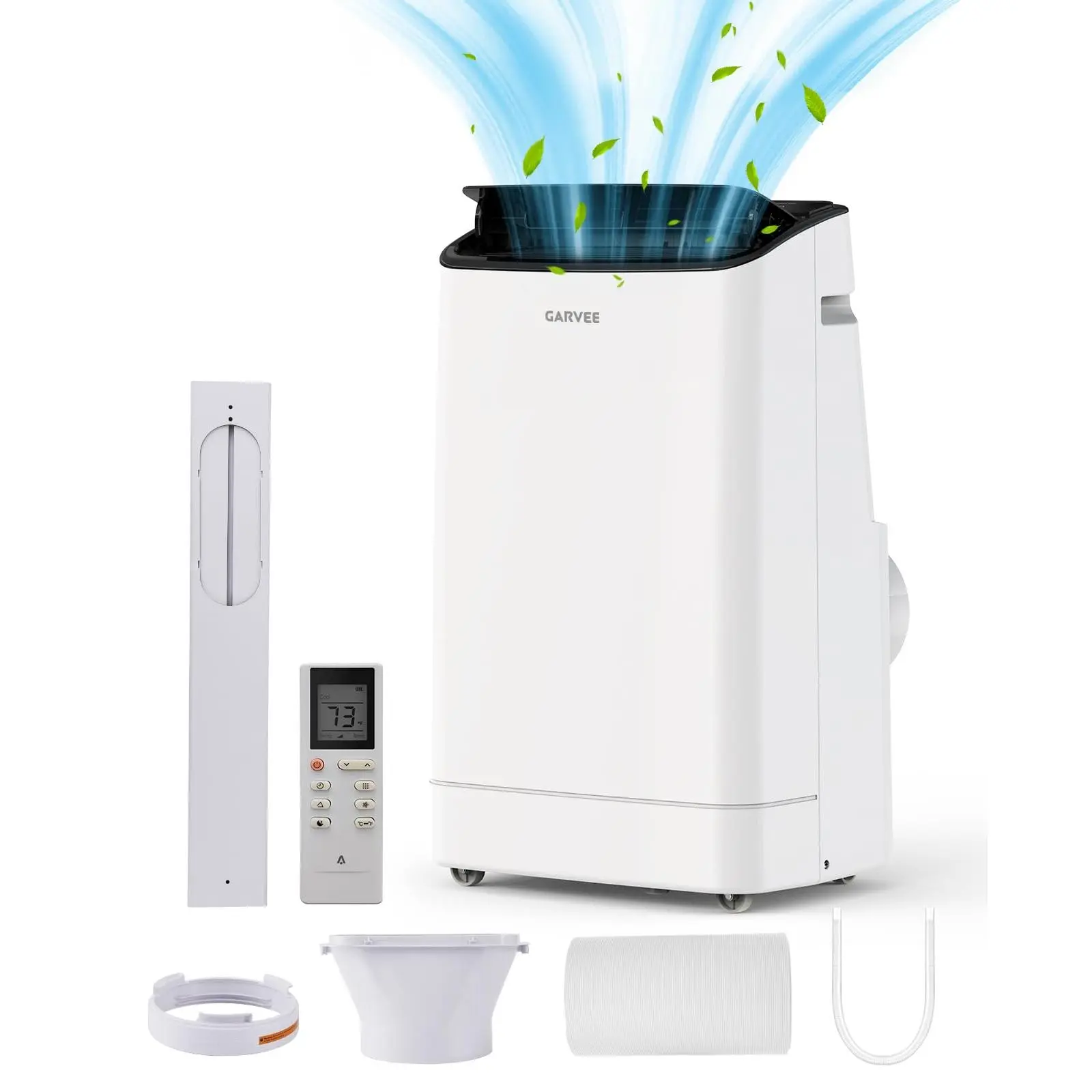 GARVEE 14,000 BTU Portable Air Conditioner, 3-in-1 AC Unit with Cooling, Dehumidifier & Fan, Cools up to 750 Sq. Ft, Self-Evaporating, Remote Control, 24Hr Timer, Window Kit Included, White