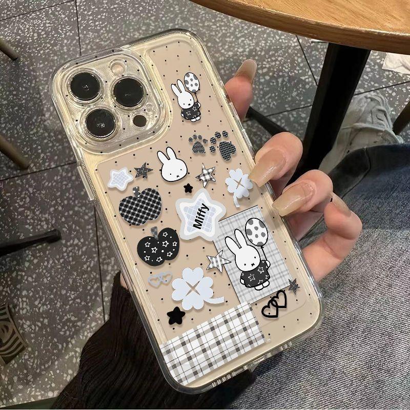 Cartoon Rabbit Phone Case, Polka Dot Transparent Anti-Drop, Compatible with iPhone 17/17 Pro Max, Trendy Style