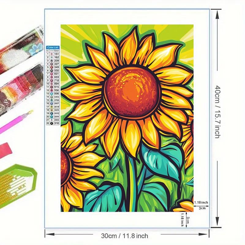 1PC framedless 5D Diamond Painting Kit-Vibrant Sunflower in Artistic Style Vibrant Sunflower in Artistic Style -Ornament Decorations for Home Resin Diamonds, AB Diamonds & Fairy Dust, Perfect for Adult Diamond Lovers,Holiday Gift