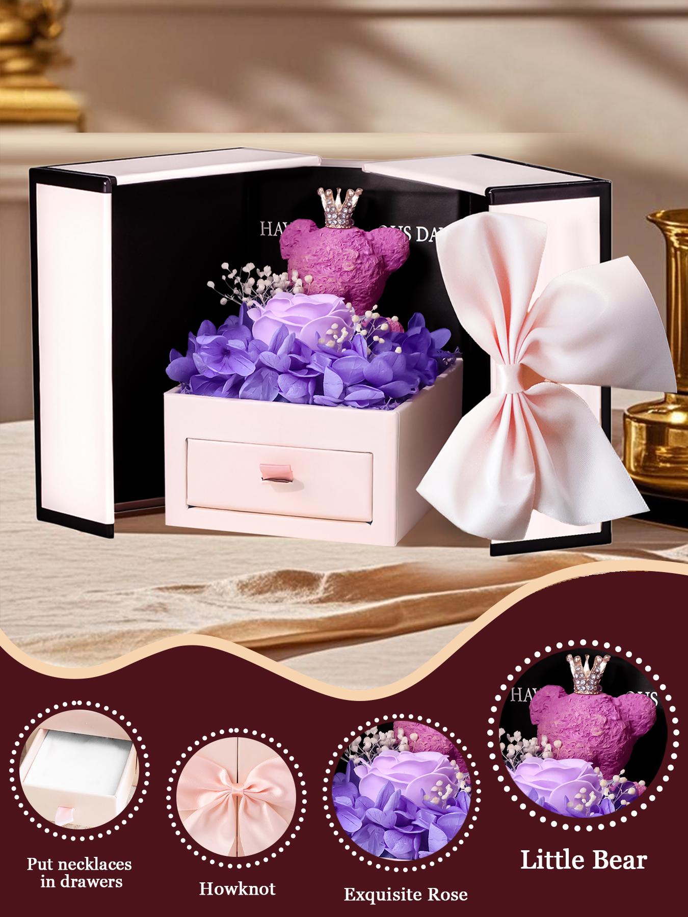 The gift from the husband to his wife, a gift for a new mother, the love projection necklace and the rose bear gift box, a Mother's Day gift, the best gift for her, suitable for wearing in various occasions