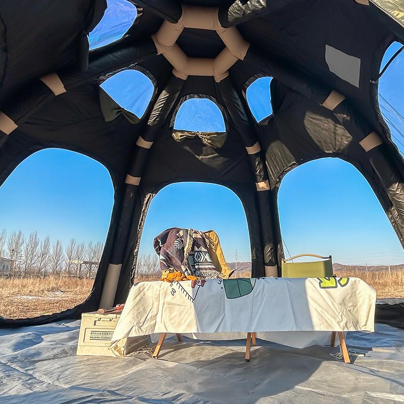 Hemisphere shaped inflatable balloon tent, outdoor camping tent, sun protection and wind and rain resistance, large space starry sky tent, camping equipment