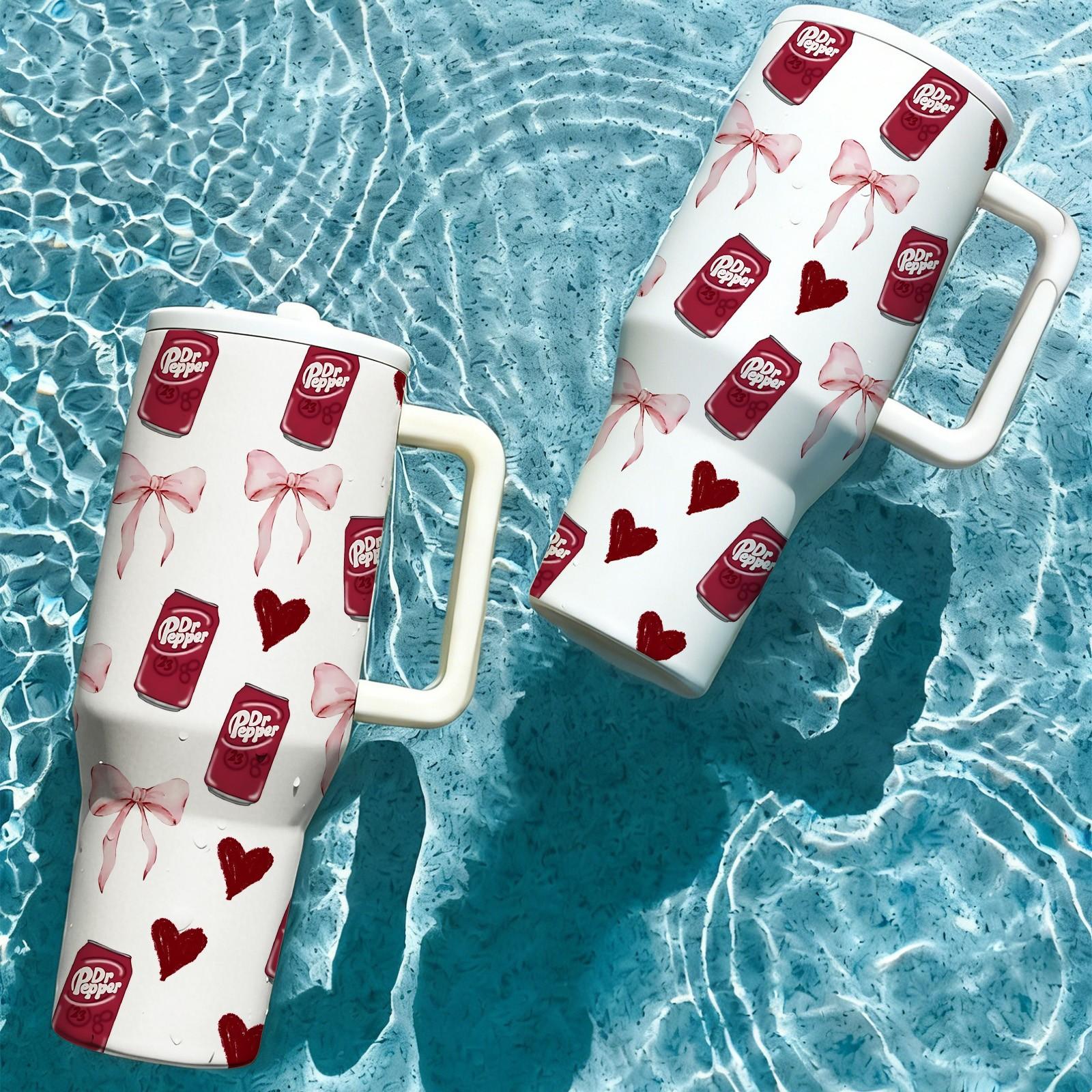 1 Pc 40oz Insulated Mug, Double Wall Vacuum Cup, Leak-Proof Skinny Thermal Mug for Hot Cold Drinks, Keeps Hot 12 Hours Cold 24 Hours, Love Soda Style Gift for Women Men, Holiday Birthday Festival Daily Use, Insulated Tumbler, Leakproof Tumbler