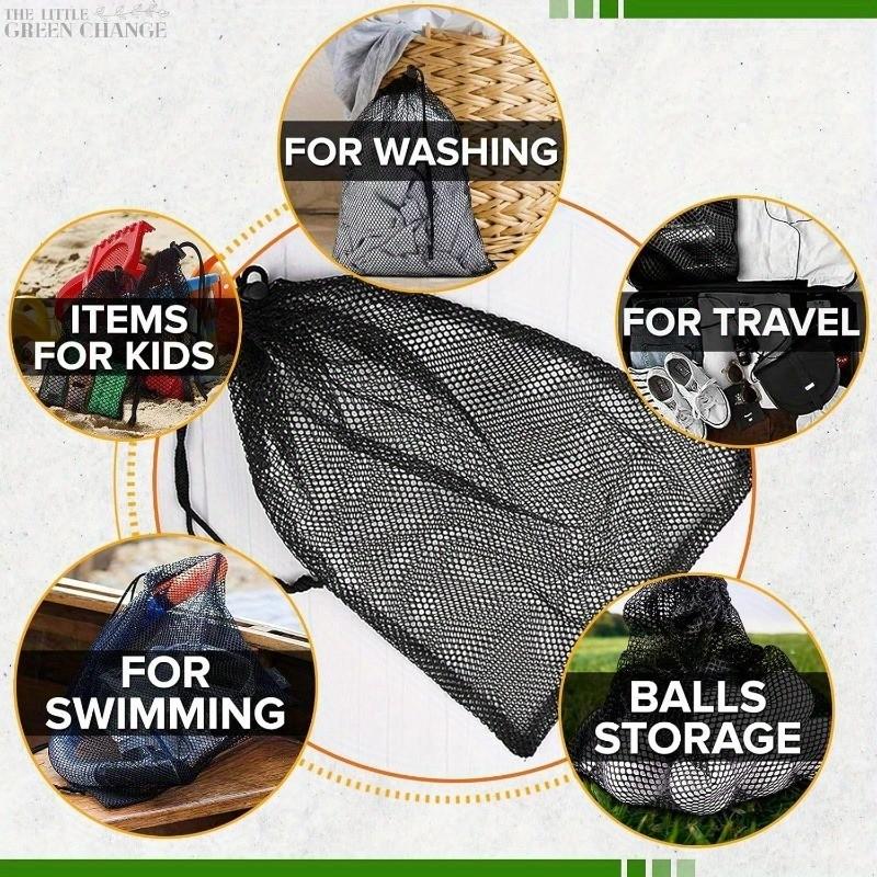 Drawstring Mesh Bag Set, Durable Lightweight Breathable Storage Bags, Ideal for Travel Swimming Sports Equipment Organization, Ball Bags, Gym Bags