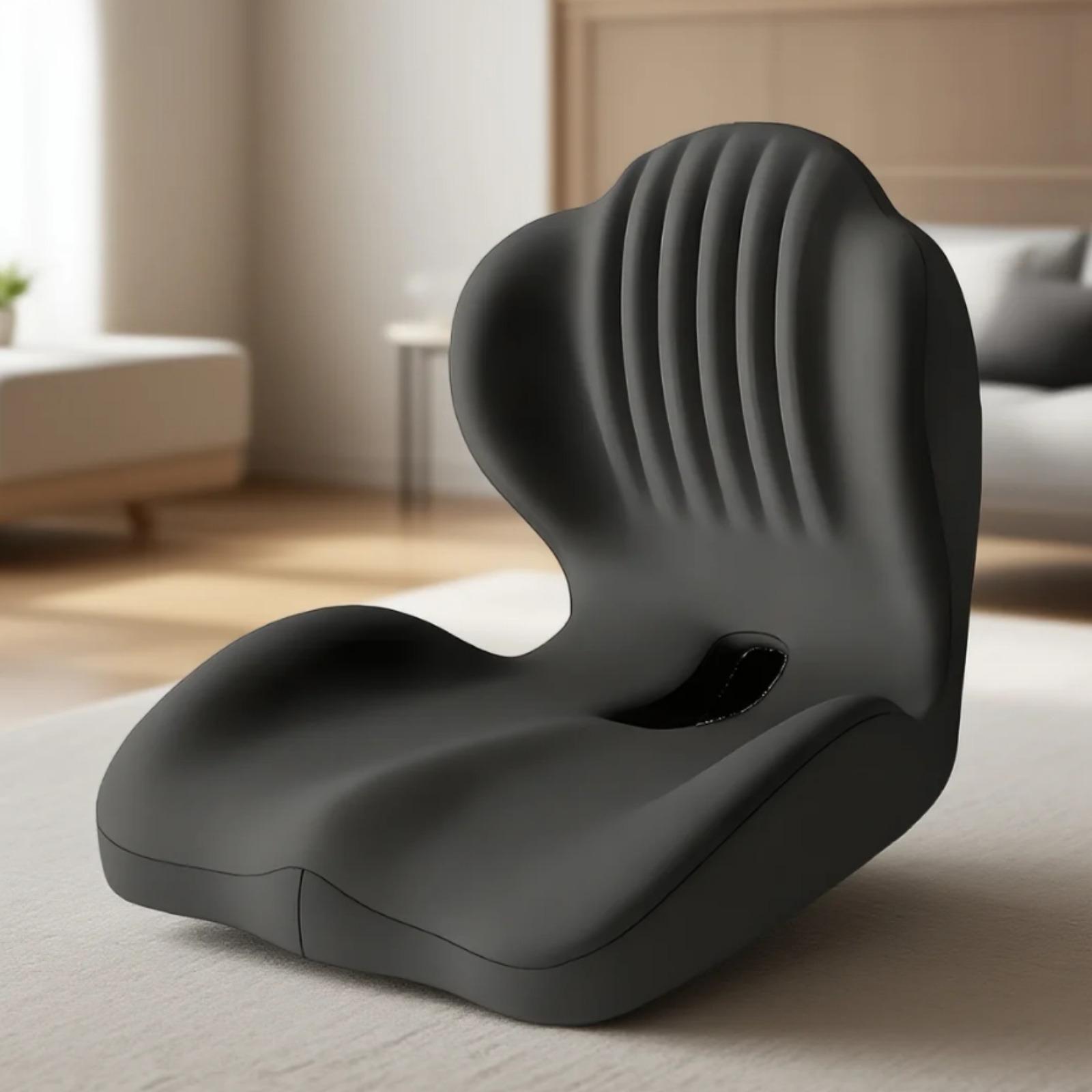 Ergonomic Memory Foam Padded Seat Cushion with Back Support, Tailbone Relief and Lumbar Pillow, Office, Car, Gaming, Wheelchair, Detachable Cover, Medium Firmness