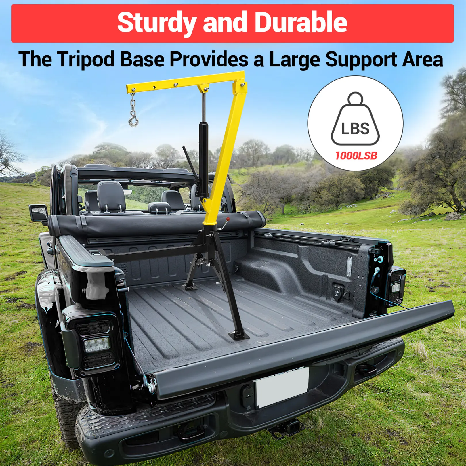 12V Truck Mount Electric Pickup Crane, Carbon Steel Folding Painted Jib, 3500 LBS Winch, 1100 LBS Max Heavy Lifting Capacity, 360-Degree Swiveling Base, Telescoping Boom Industrial Hoist for Material Loading