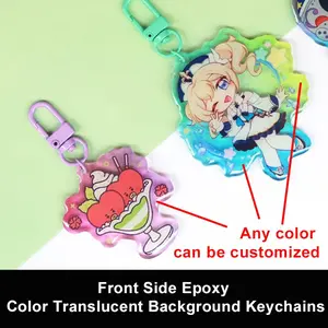 Custom Keychains Cartoon Llavero Photo Customized Anime Transparent Charm Hologram Clear Acrylic Personalized Key Rings for Gift