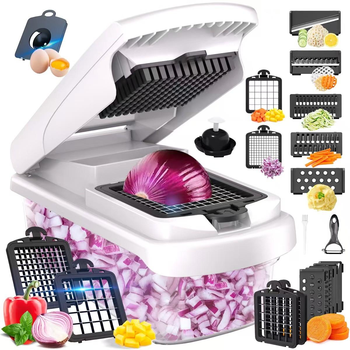 Multi-Functional Vegetable and Fruit Slicer, Kitchen Chopper, Kitchen Shredder for Dicing and Shredding, Home Use Food Prep Tool, Kitchen Gadgets, Vegetable Cutting Slicer, Model 00dksk3