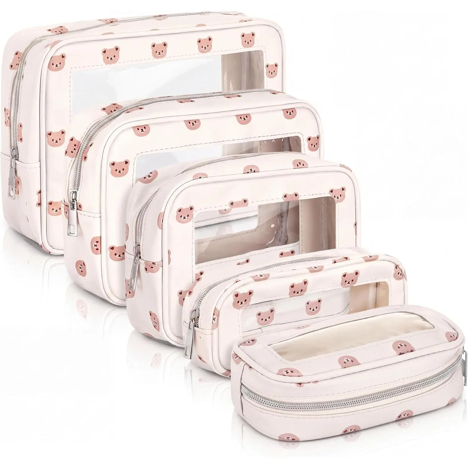 5-Piece Clear Waterproof Toiletry Bag Set for Travel, Makeup, and Diaper Organization - Mom Baby Nursing Essentials