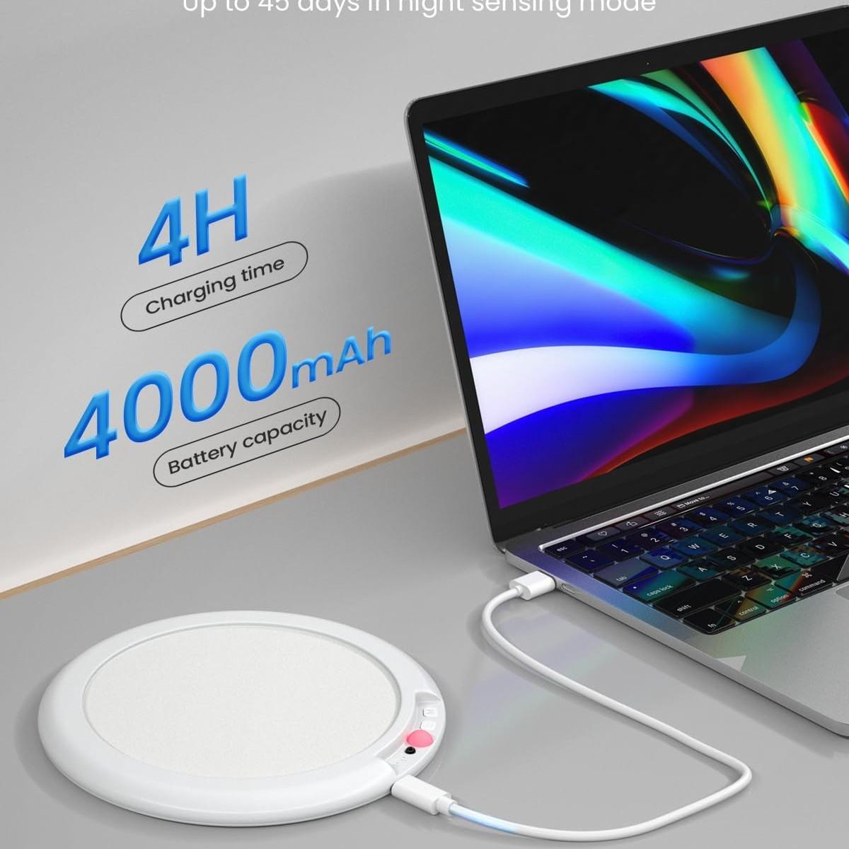 Rechargeable Motion Sensor Ceiling Light 7.5", 4000mAh Wireless Battery Operated Ceiling Lamp with Remote Control, Dimmable, 3 Color Temperatures, for Bedroom, Garage, Porch, Stairs, Hallway