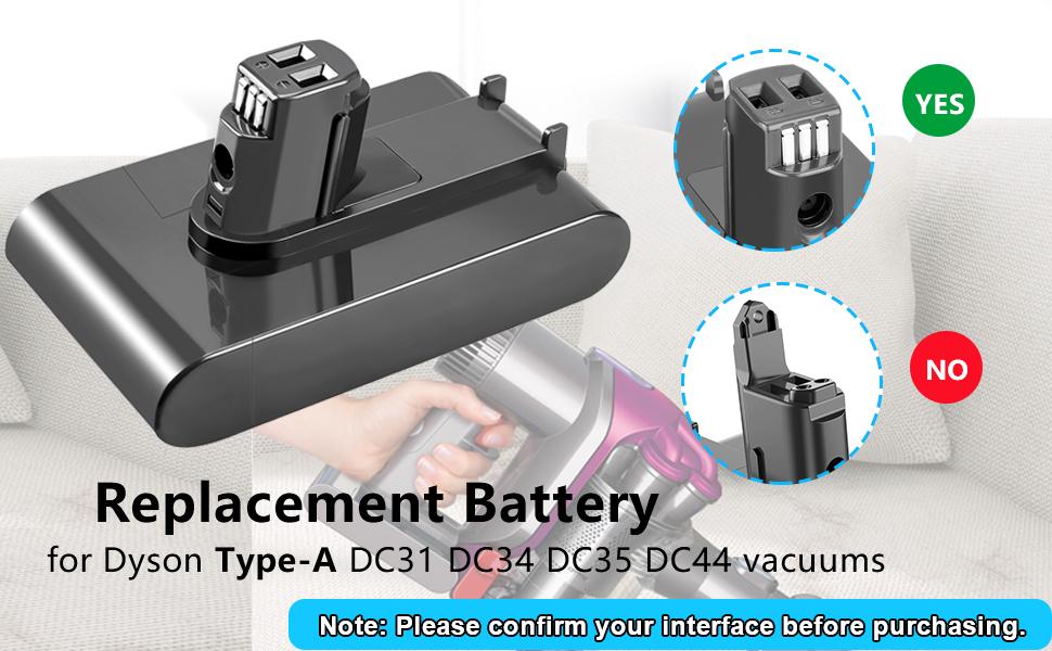 6.0Ah Replacement for Dyson DC35 Battery [Type A ] 22.2V, Compatible with DC31 DC34 DC44 DC45 Animal 917083-01 Handheld Vacuum Cleaner (NOT FIT Type B DC31 DC34 DC35 DC44 MK2)