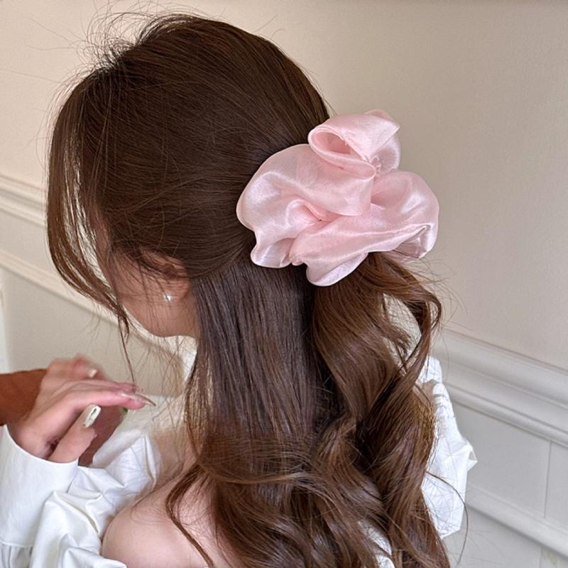 4Pcs Cream Puff Hair Scrunchies, Cute Fairy Forest Style Hair Ties for Women, Sweet Hair Accessories for Camping, Picnics, Parties & Holiday Gifts