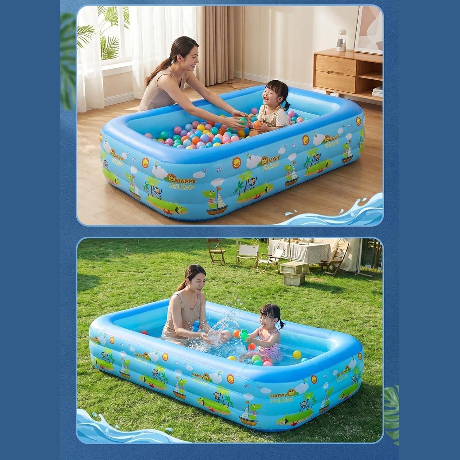 1.2-meter Thickened PVC Inflatable Swimming Pool, Portable Outdoor Camping Inflatable Pool, Kiddie Pool, Essential for Family Fun in Gardens, Lawns, and Indoor/Outdoor Summer Parties