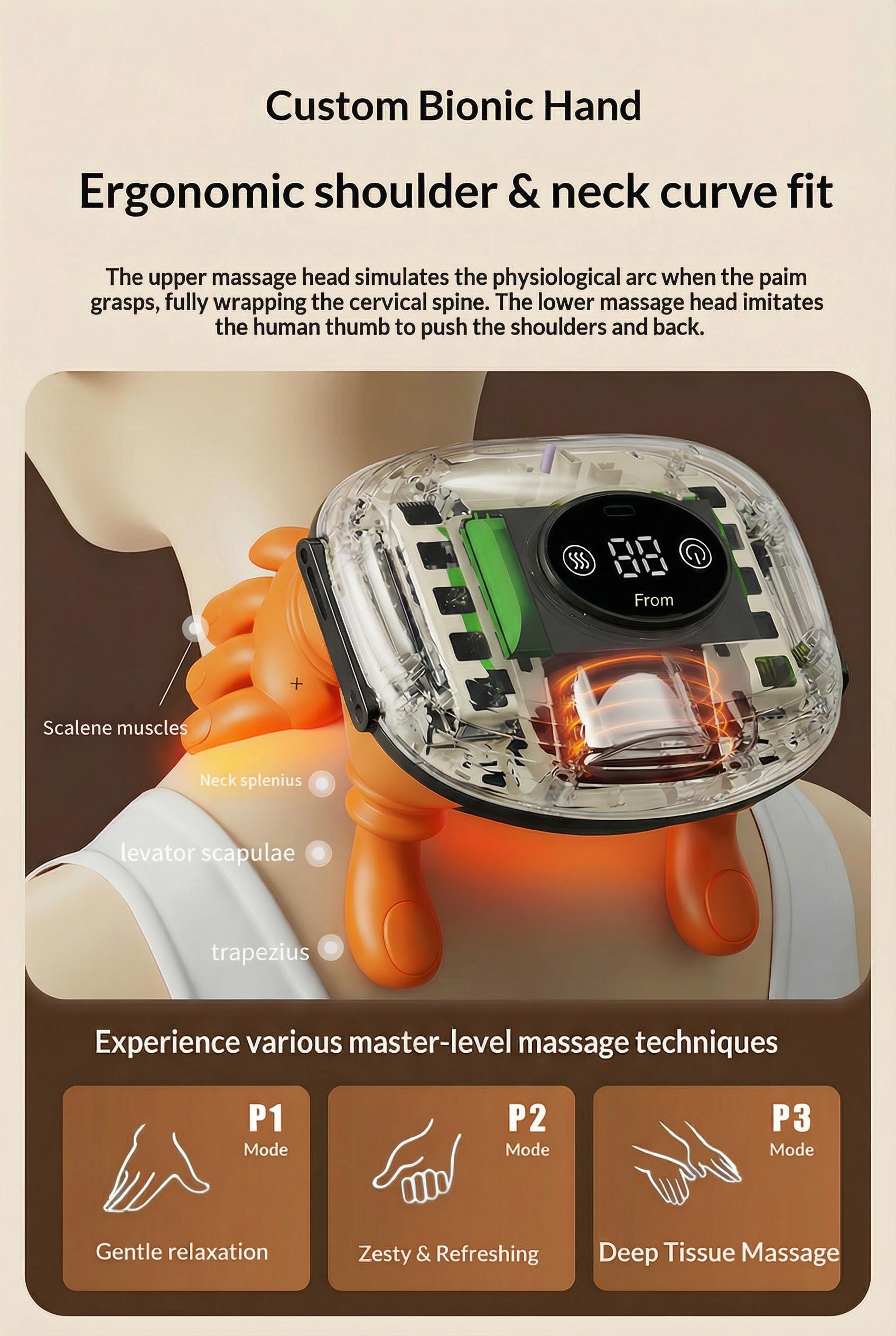 2026 upgraded shoulder and neck massager with heating function — wireless 3D kneading and deep tissue therapy technology, includes a remote control for easy operation, lightweight and portable, ideal as a gift.