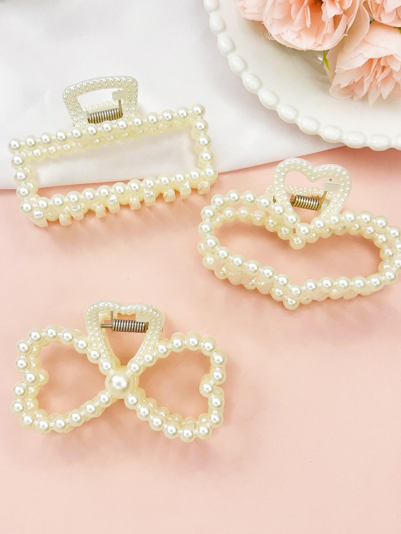 Summer & Rose Gold Pearl Hair Clips Small Crystal and Pearl Floral Hair Clip - Cassandra Lynne main image 2