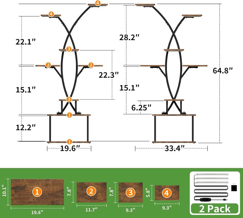 Tall Plant Stand Indoor with Grow Lights, 64" 8 Tiered Meta Plant Shelf, Large Corner Shelves Display Rack Flower Stand Holder for Living room, Patio Tall Plant Stand Indoor with Grow Lights, 64" 8 Tiered Meta Plant Shelf, Large Corner Shelves Display Rack Flower Stand Holder for Living room, Patio