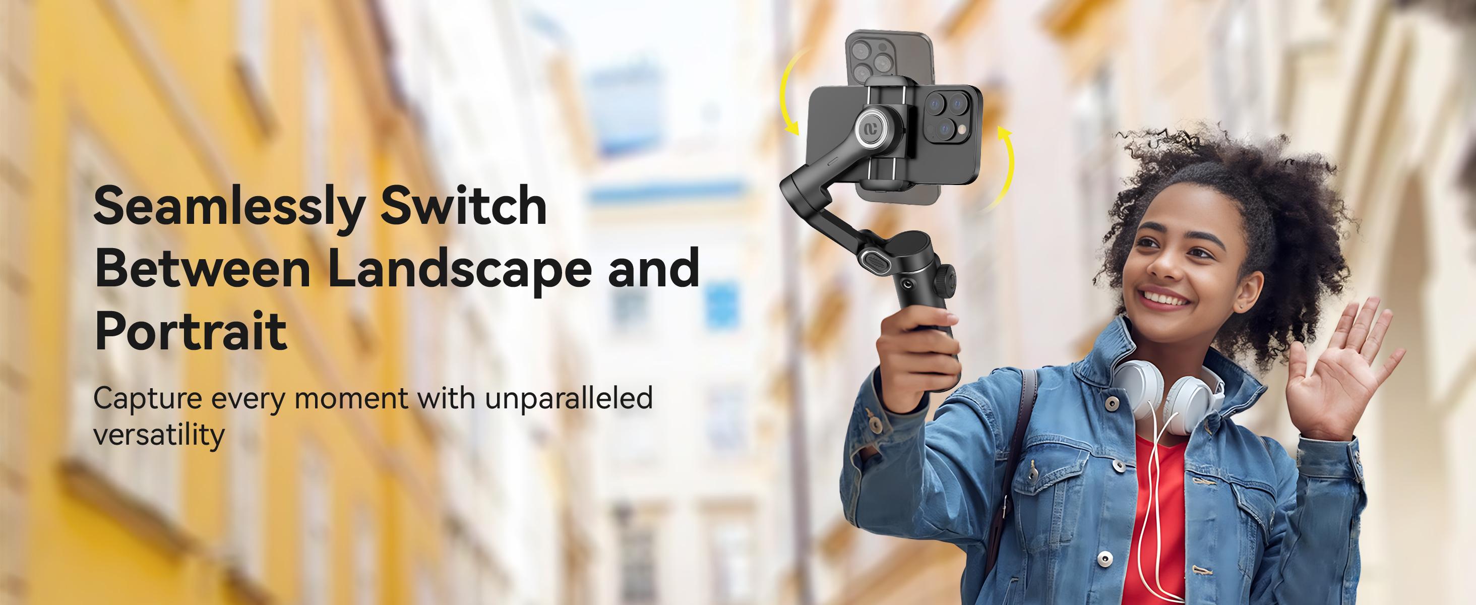 AOCHUAN Gimbal Stabilizer for iPhone, 3-Axis Smartphone Gimbal Built in 7.8' Extension Rod, Portable Gimbal Stabilizer w/OLED Display for iPhone/Android, Perfect for TikTok YouTube Vlogging-Smart X2 Black