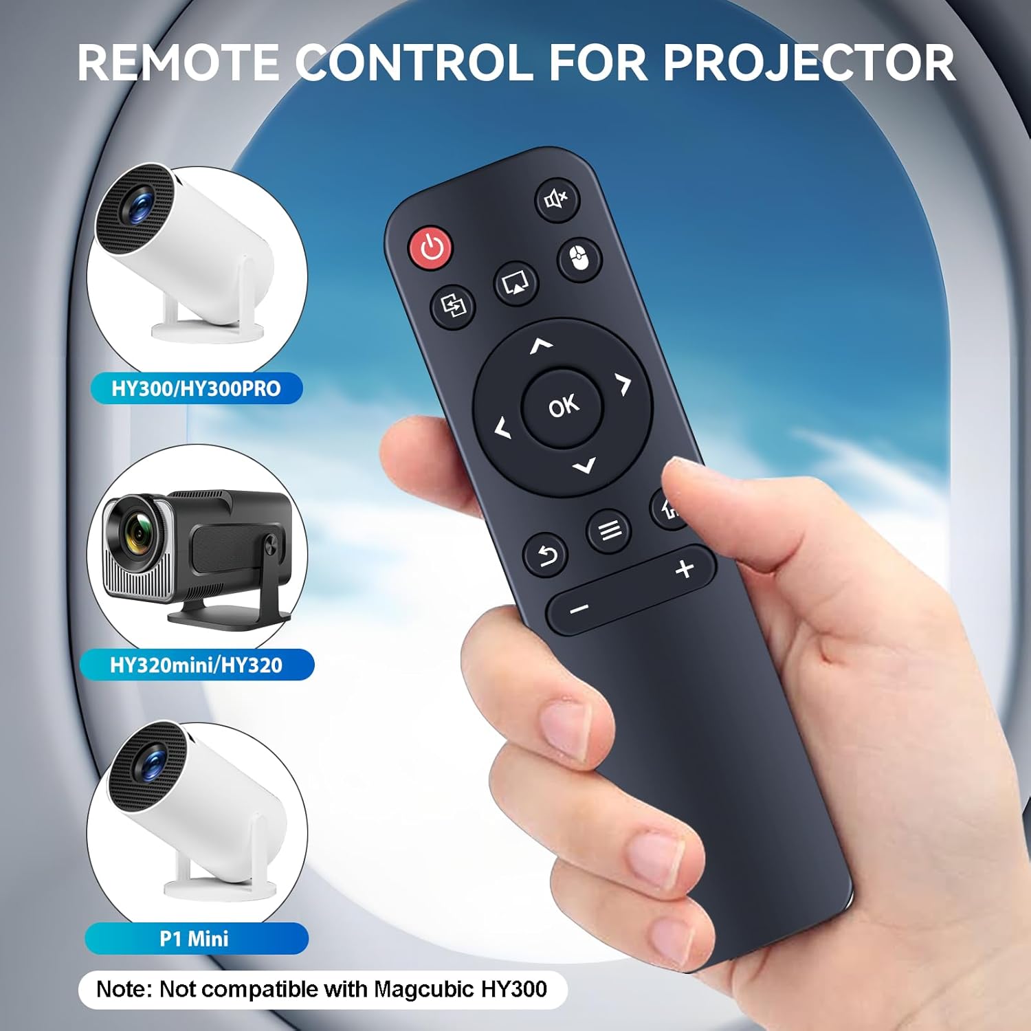 Replaced for Mini Projector HY300 HY300Pro Remote Control, for HY300Pro, HOTPEAK PR06, Nonete NT30, SKUOU HY300 Plus, Maypug P1 Mini, HIPPUS HY300Pro, HY300Pro, Aubor HY300Pro, Xgody Replaced for Mini Projector HY300 HY300Pro Remote Control, for HY300Pro, HOTPEAK PR06, Nonete NT30, SKUOU HY300 Plus, Maypug P1 Mini, HIPPUS HY300Pro, HY300Pro, Aubor HY300Pro, Xgody