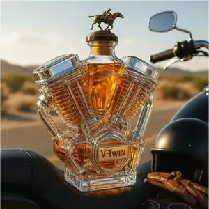 Handmade High Borosilicate Glass Bottle, V-Twin Engine Shape, Whiskey, Brandy, Xo, Tequila Dispenser, Creative Bar Decor, 1pc 2026 New Model