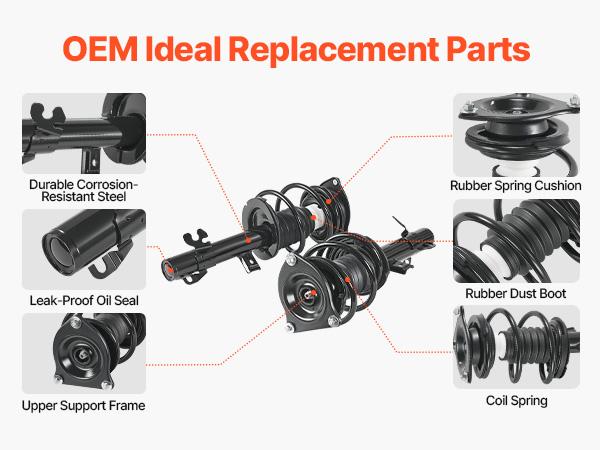 VEVOR Front Shock Absorber Strut Assembly (2Pcs, Steel Body), Front Wheels Coil Springs Strut Kit, OE 172265/172266 Replacement for 2002-2006 Mini Cooper Convertible, Stability Boost Automotive Part VEVOR Front Shock Absorber Strut Assembly (2Pcs, Steel Body), Front Wheels Coil Springs Strut Kit, OE 172265/172266 Replacement for 2002-2006 Mini Cooper Convertible, Stability Boost Automotive Part