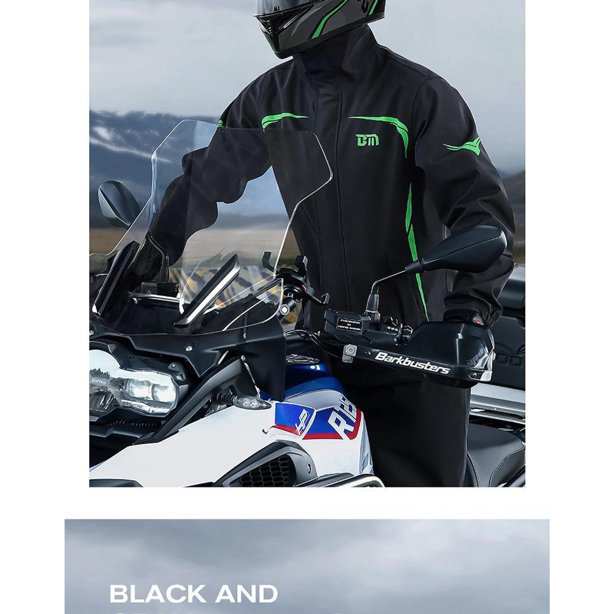 Men's Motorcycle Rain Suit, Split Raincoat & Rain Pants, Waterproof Storm Proof Riding Gear, 1 Set
