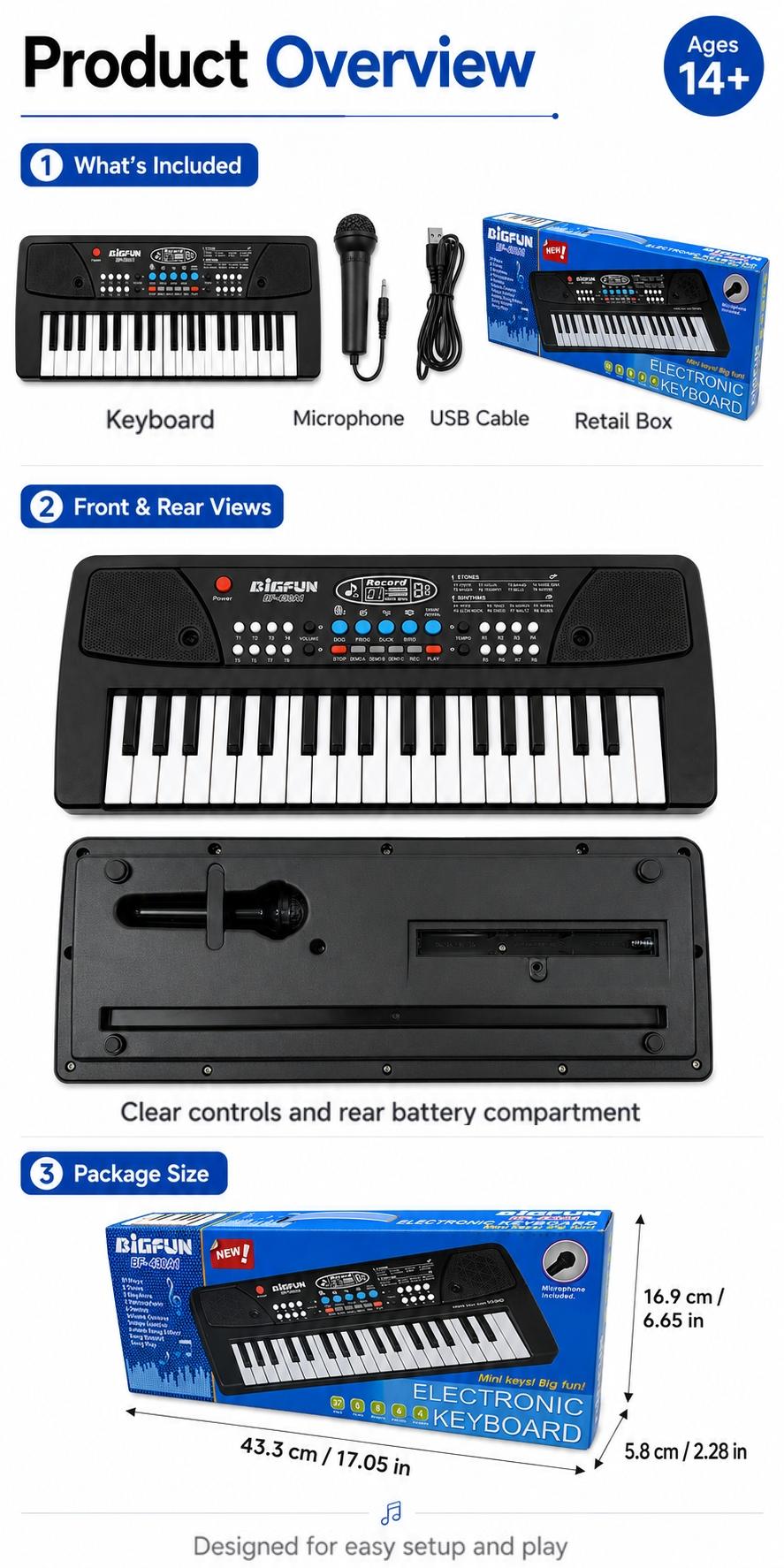 37-key Electric Piano Keyboard, Electronic Piano, Portable Multifunction Musical Instrument Gift For Kids, Digital Music Teaching & Learning Toys