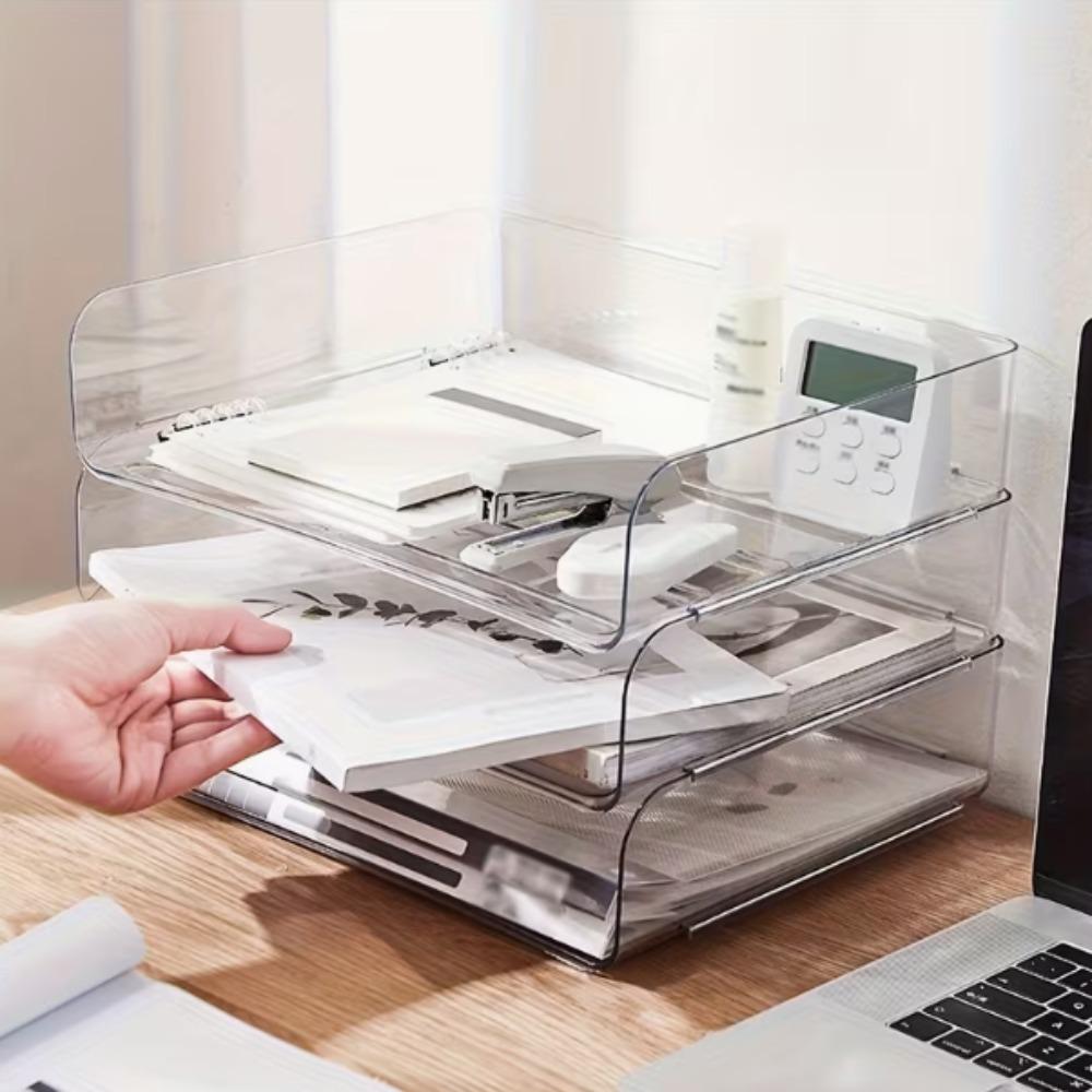 Transparent stackable file organizer - folder desktop organizer, essential for multi-scene file organization in offices and homes